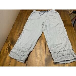 John Mark Pants Pull On Chambray Drawstring Lyocell Blue Women Size Medium